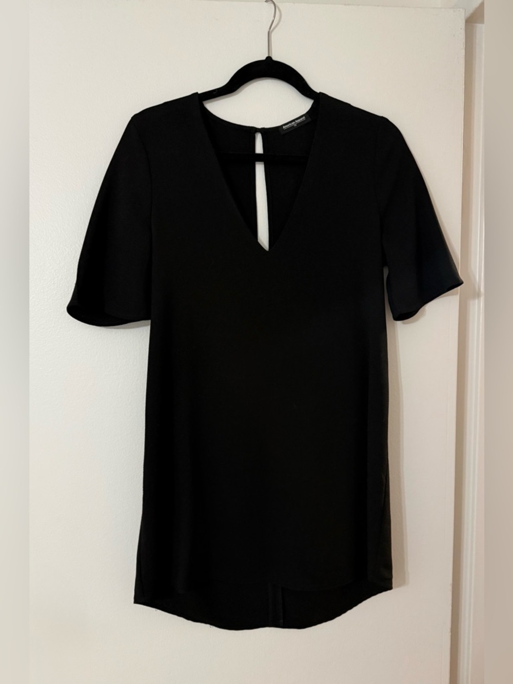 American Apparel Slit Back V Neck Dress
